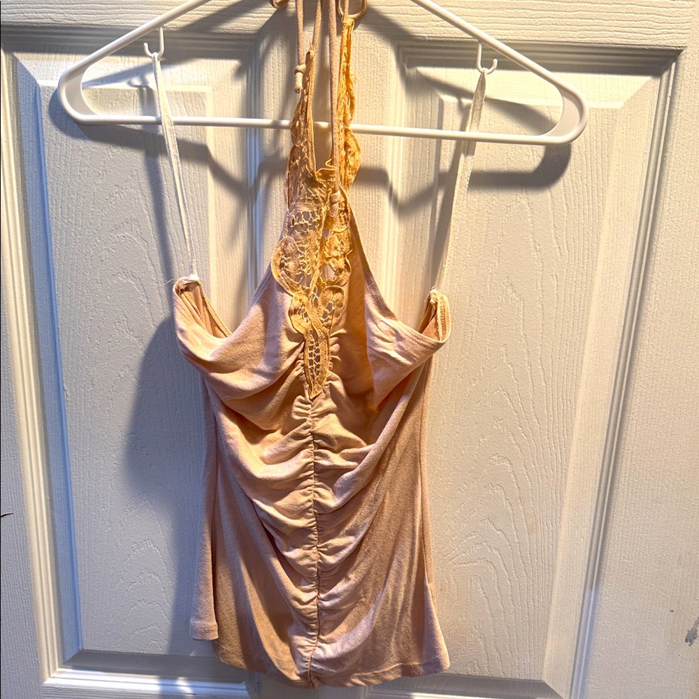 DO+BE Lace Detail Ruched Camisole in Tan